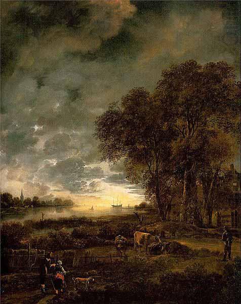 A Landscape with a River at Evening, Aert van der Neer